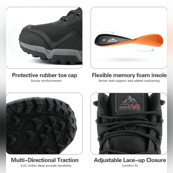 NORTIV 8 Men's Wide Waterproof Hiking Boots Outdoor Mid Trekking Backpacking 12 - Picture 3 of 10